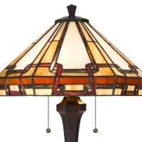 Table Lamp With Tiffany Style Shade And Resin Base, Multicolor