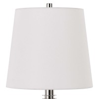 Table Lamp With Textured Glass Ball Accent, White And Chrome