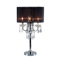 Contemporary in style and design this table lamp is here to bring an additional whimsical appeal It features a tubular metal support with eye catching hanging crystal droplets creating the most ravishing appeal for the lamp This elegant lamp is topped wit