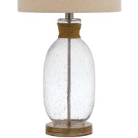 Table Lamp With Bubble Glass Body And Rope Accent, Beige