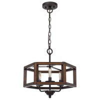 Design and decorate your ceiling with a classic piece of art this elegant Chandelier will enhance and set a relaxing atmosphere in your room It features a hexagonal open wooden frame and metal support that requires 3 bulbs of 60watt for great illumination