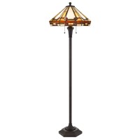 Floor Lamp With Tiffany Style Shade And Metal Base, Multicolor