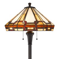 Floor Lamp With Tiffany Style Shade And Metal Base, Multicolor