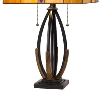 Table Lamp With Tiffany Shade And Dragonfly Accent, Multicolor