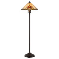 Floor Lamp With Tiffany Shade And Metal Base, Multicolor