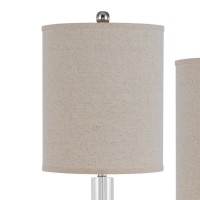 Revamp your interior with the introduction of this stylish Table Lamp available in a set of 2 Incorporated with crystal and resin ball accent metal base it is wrapped with a beige tone hardback linen shade