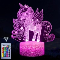 Unicorn Night Light, 3D Illusion Lamp Unicorn Lights For Kids Room, 16 Colors & Flashing Modes With Remote Control Opreated Dimmable Christmas Birthday Gifts For Boys Girls Kids Children Teen