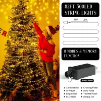 Areker Christmas Lights Outdoor Warm White,500Led 82Ft, Christmas Tree Lights Indoor, Ip65 Waterproof With 8 Modes, Xmas Rope Lights For Indoor Holiday Decorations