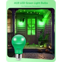 Edishine 4 Pack Green Light Bulb A19 Led Light Bulb 60W Equivalent E26 Medium Base 9W Green Lights For Halloween Christmas