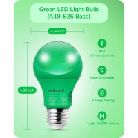 Edishine 4 Pack Green Light Bulb A19 Led Light Bulb 60W Equivalent E26 Medium Base 9W Green Lights For Halloween Christmas