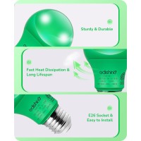 Edishine 4 Pack Green Light Bulb A19 Led Light Bulb 60W Equivalent E26 Medium Base 9W Green Lights For Halloween Christmas