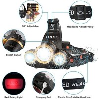 Cosoos 2 Led Headlamp Rechargeable, Bright Headlamp Flashlight, 2500 Lumen, Zoomable 4-Mode Waterproof Head Lamp For Adults, Hard Hat, Outdoor Hiking, Hunting, Camping Gear Essentials