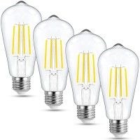 Vintage Edison Bulbs,Light Bulbs 60 Watt,7W 800Lms,E26 Led Bulb 60 Watt Equivalent,Led Light Bulbs Non-Dimmable,Warm White 2700K,90+ Cri,St64 Antique Led Filament Bulbs,E26 Base,Clear Glass,Pack Of 4