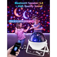 Star Projector Night Light For Kids 15 Colors Remotehifi Bluetooth Speaker Star Night Light Projector For Bedroom 360Rotating