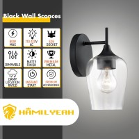 Hamilyeah Black Wall Sconces Set Of Two Farmhouse Sconces Wall Lighting Hardwired Bathroom Vanity Lighting With Clear Champagn