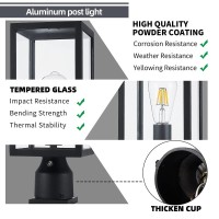 Windben Dusk To Dawn Outdoor Post Light Lamp Post Light Fixture Post Lantern With Pier Mount Base Matte Black Suitable For Garde