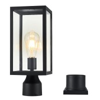 Windben Outdoor Post Light,Lamp Post Light Fixture,Post Lantern With Pier Mount Base,Matte Black