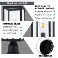 Windben Outdoor Post Light,Lamp Post Light Fixture,Post Lantern With Pier Mount Base,Matte Black