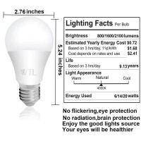 3 Way Light Bulbs 50 100 150W, 3-Way Led Light Bulbs 4000K Cool White 6W/14W/20W A21 E26 Base Led Bulb For Desk, Floor, Table Lamps, Dimmable, No Flicker, 4 Pack