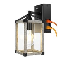 Vdkk Outdoor Light With Gfci Outlet,Dusk To Dawn Industrial Outdoor Wall Mount Light Fixture Exterior For House With Rustic Wood Finish Waterproof Wall Lantern For Outside Garage Farmhouse