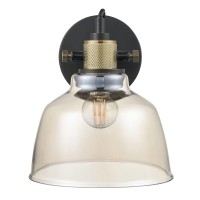 Light Society Ls-W528-Cg-Brs Arie Wall Sconce, Black/Brass/Cognac