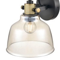 Light Society Ls-W528-Cg-Brs Arie Wall Sconce, Black/Brass/Cognac