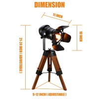 Industrial Vintage Tripod Camera Table Lamps For Living Room Bedroom, Searchlight Standing Reading Lamp, Metal Wood Nautical Spotlight Lights For Studio, Study Room And Office (Style 2)