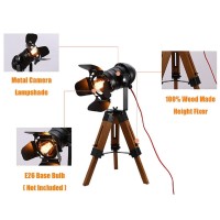 Industrial Vintage Tripod Camera Table Lamps For Living Room Bedroom, Searchlight Standing Reading Lamp, Metal Wood Nautical Spotlight Lights For Studio, Study Room And Office (Style 2)