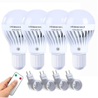 7W Rechargeable Light Bulb With Remote 4-Pack,Emergency Light Bulbs For Power Outage,Battery Backup Light Bulb Stay Lights Up When Power Failure,Wireless Light Bulbs For Home,Outdoor Activities