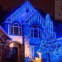 Yiqu 2Pack Extendable Christmas Lights Outdoor 16 Tubes 384 Led Meteor Shower Rain Lights Led Falling Icicle Lights Perfect For