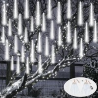 2Pack Meteor Shower Christmas Lights Outdoor Decorations Extendable Outdoor Tree Lights Waterproof 16 Tubes 384 Leds Falling R