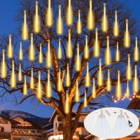 Yiqu 2Pack Extendable Christmas Lights Outdoor 16 Tubes 384 Led Meteor Shower Rain Lights Led Falling Icicle Lights Perfect For