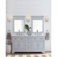 Eidonta 2 Pack Bath Vanity Light Fixture Modern Indoor Wall Scone Lighting White Linen Frosted Glass Shades With Brush Nickle F