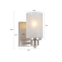 Eidonta 2 Pack Bath Vanity Light Fixture Modern Indoor Wall Scone Lighting White Linen Frosted Glass Shades With Brush Nickle F