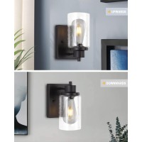 Eidonta 2Pack Bath Vanity Light Fixtures Wall Sconces Modern Indoor Bathroom Wall Lights With Seeded Glass Black Wall Light F