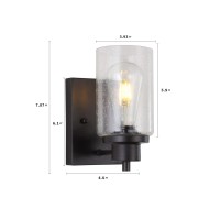 Eidonta 2Pack Bath Vanity Light Fixtures Wall Sconces Modern Indoor Bathroom Wall Lights With Seeded Glass Black Wall Light F