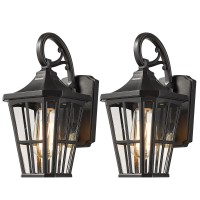 Emliviar 2 Pack Outdoor Wall Lights, 12 Inch Modern Exterior Light Fixtures, Black Finish With Clear Glass Shade, Xe221B1-2Pk Bk