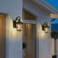 Emliviar 2 Pack Outdoor Wall Lights, 12 Inch Modern Exterior Light Fixtures, Black Finish With Clear Glass Shade, Xe221B1-2Pk Bk