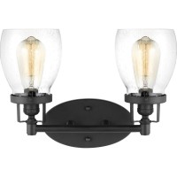 Generation Lighting 2-Light 15-Inch Belton Bathroom Wall Lamp (Midnight Black) Vanity Light For Bathroom Mirror, Hallway & Bedroom Decor | Classic Bathroom Accessory