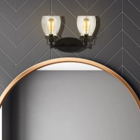 Generation Lighting 2-Light 15-Inch Belton Bathroom Wall Lamp (Midnight Black) Vanity Light For Bathroom Mirror, Hallway & Bedroom Decor | Classic Bathroom Accessory