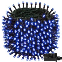 Kaq- 115Ft 300Led Christmas String Lights Indoor/Outdoor, Green Wire Tree Lights Waterproof With 8 Modes, Blue Plug In String Lights For Party Wedding Garden Xmas Decoration (Blue)