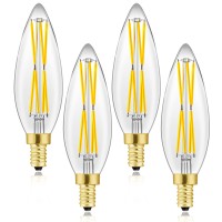 E12 Led Candelabra Bulb 8W,100W Equivalent Dimmable Chandelier Edison Light Bulbs,5000K Cool White B11 Vintage Led Filament Vintage Candle Bulb With Decorative,No Flicker,(4.84In),4-Pack.