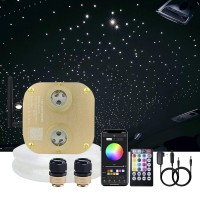 Akepo Fiber Optic Light Kit 20W Rgbw Twinkle+App+Sound Activated Dual-Head Fiber Optic Star Ceiling Light Total 620Pcs Of 9.8Ft/3M Mixed Fiber Optic Strands For Car Headliner Star/Media Room