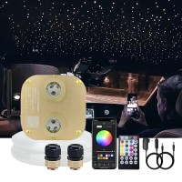 Akepo 20W Dual-Head Fiber Optic Lights Rgbw Twinkle+App+Sound Activated Fiber Optic Star Ceiling Light Kit Total 1100Pcs Of 13.1Ft/4M 0.75Mm Fiber Optic Strands For Car Headliner Star/Room