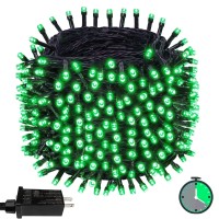 Kaq- 115Ft 300Led Timer Function Green String Lights Outdoor/Indoor, Waterproof 8 Modes Green Wire Tree Lights, Plug In Fairy Starry Lights For St. Patrick'S Day Decorations (Green)