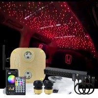 Akepo Car Home 20W Dual Head Fiber Optic Lights Rgbw Twinkle+Shooting Star Effect+App+Music Mode Star Ceiling Light Kit, 710Pcs 4M/13.1Ft Mixed Optical Fiber Cable With Meteor Light Kit And Remote