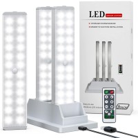 Lightbiz Led Closet Light With Charging Station, 24-Led Dimmer Motion Sensor Under Cabinet Light Wireless Stick-Anywhere With Remote For Stairs,Kitchen,Hallway (3 Pcs)