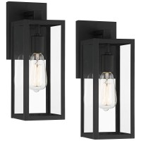 John Timberland Titan Modern Industrial Outdoor Wall Lights Fixtures Set Of 2 Mystic Black Metal Damp Rated 14