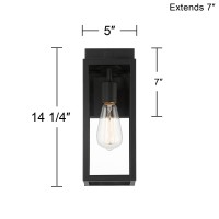 John Timberland Titan Modern Industrial Outdoor Wall Lights Fixtures Set Of 2 Mystic Black Metal Damp Rated 14