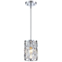 Modern Crystal Pendant Light Fixture Chrome Finish Hanging Lighting Crystal Chandelier For Kitchen Island Dinning Room Living Room Hallyway Porch Bedroom Lamp